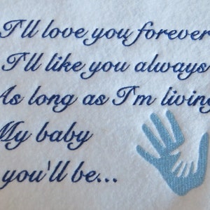 I Will Love You Forever  Embroidery Design - 2 Designs - 5x7 - Custom Phrase Welcome