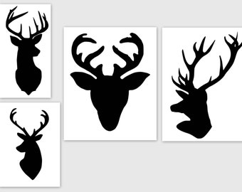 Deer Head Antlers - SVG  PDF PNG Jpg File -  Welcome Silhouette- Cricut Compatible