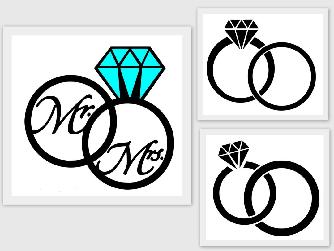 Wedding Ring Mr. Mrs. SVG PDF PNG Jpg File Custom Designs Wording