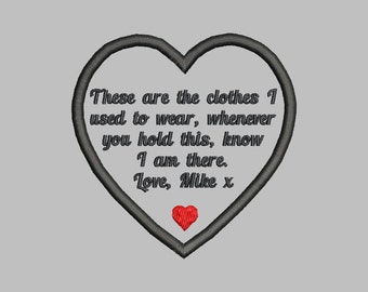 3.5" Heart Memory Patch Applique - These are the clothes Mike -Jef Sew Exp PES Vp3 Vip Hus XXX DST -Instant Download