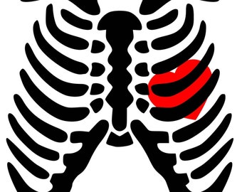 Skeleton Rib Cage Heart  SVG PDF PNG Eps Dxf -  Welcome  Silhouette- Cricut Compatible
