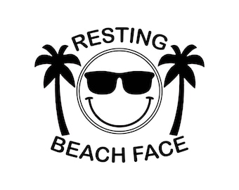 Resting Beach Face  - SVG  PDF PNG Jpg Dxf Eps -  Welcome Silhouette- Cricut Compatible