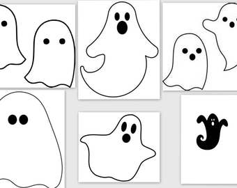 Ghosts  6 SVG  PDF JPG Png Eps Dxf  Files -  Welcome Silhouette- Cricut Compatible