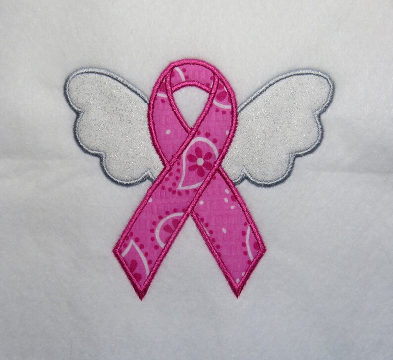 Awareness Ribbon With Angel Wings Applique Designs - 4 Sizes - CUSTOM ...