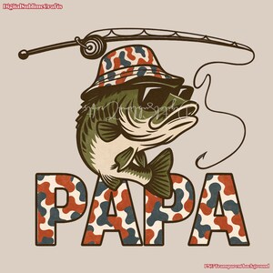 Papa Fishing Bass Sublimation, Patriotic Fisherman Papa png