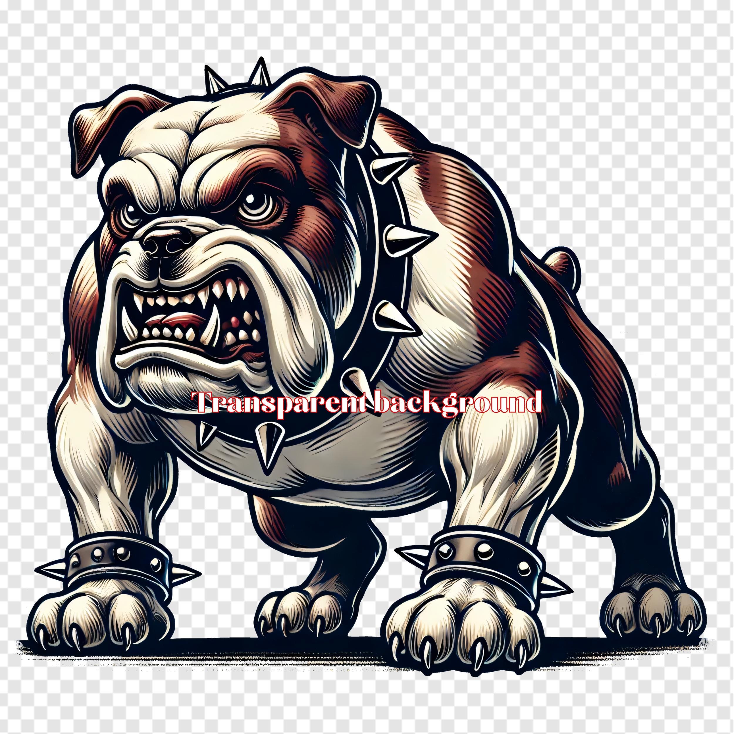 Fierce Bulldog With Spiked Collar PNG: Aggressive Dog Mascot
