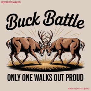Buck Kampf Sublimation PNG, Hirsch kämpfen Clipart für T-Shirt-Design, rustikale Jagd Wildtiere PNG, nur einer geht stolze Kunst