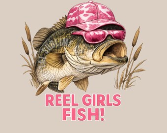 Reel girls fish png: Girl fishing sublimation designs (Digital Download)
