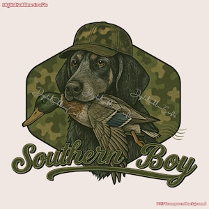 Southern Boy Hunting Dog Sublimation PNG, Duck Retriever Camo T-shirt Design, Southern Style Country PNG Clipart