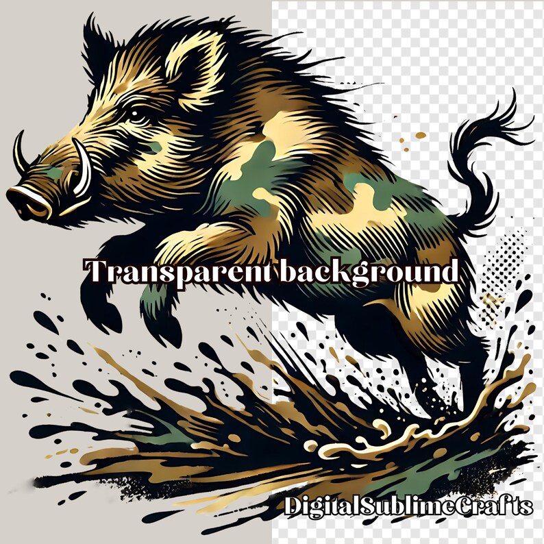Camo Wild Boar PNG: Sublimation Design for T-shirts (digital Download ...