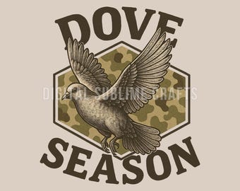 Camo Dove Hunting PNG: Vintage Engraved Sublimation Design (Digital Download)