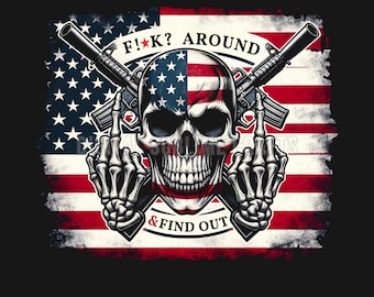 American flag skull png:  patriotic biker Sublimation T-Shirt Design (Digital Download)
