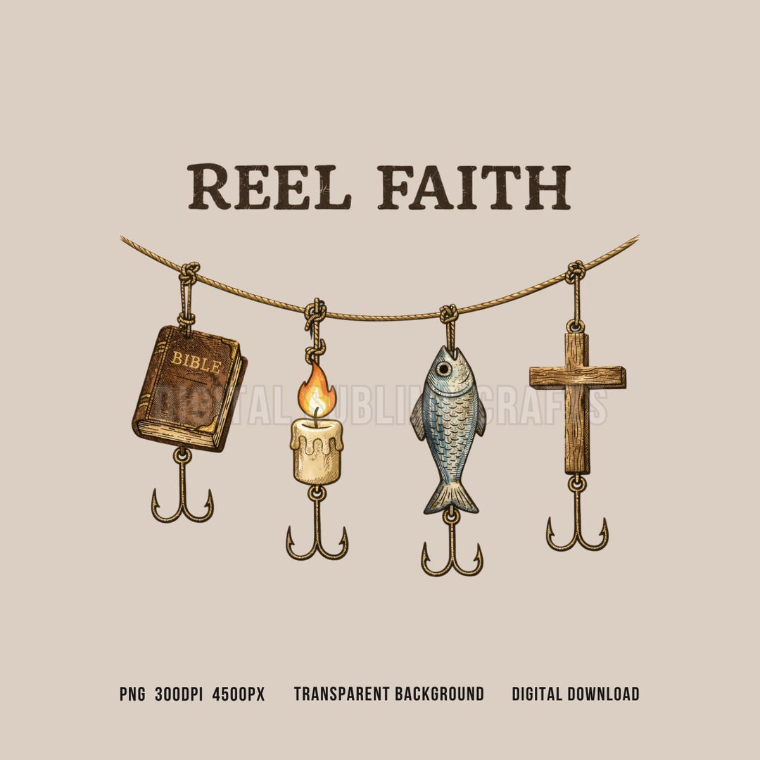 Christian Fishing Png: Reel Faith Fishing Sublimation Design (digital ...