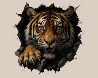 Heftige Tigerkrallen Mauer PNG: Sublimation T-Shirt Design (Digitaler Download 4000x4000px 300DPI)