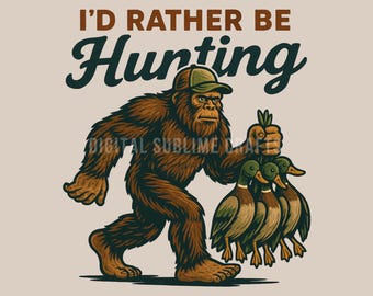 Funny Bigfoot Duck Hunting PNG: Sasquatch Hunter T-Shirt Design (Digital Download