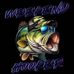 Week-end Hooker Fishing PNG, Sublimation de pêche à l'achigan drôle, cadeau de pêcheur, clipart poisson chapeau camouflage, téléchargement numérique amateur de pêche
