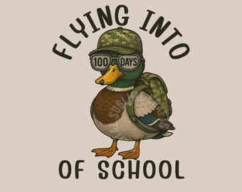 100 giorni di scuola Anatra PNG: design per maglietta con stampa a sublimazione per insegnante di Mallard mimetico (download digitale)