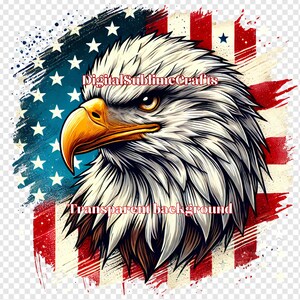 Bald Eagle Sublimation PNG: American Flag Patriotic Design (Digital Download)
