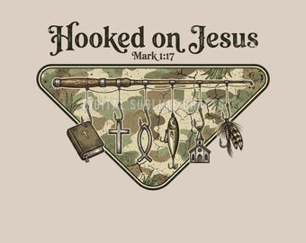 Christian Fishing Design Mark 1:17 Bible Verse Camo PNG (Digital Download)