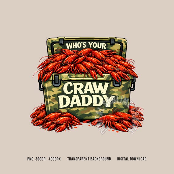Funny Crawfish png: Camo Cooler Sublimation design (Digital Download)