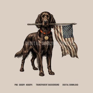 Labrador retriever hunting png: American flag dog Sublimation Design (Digital Download)