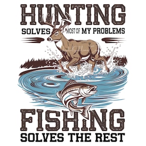 Deer and Fish Sublimation Design: Outdoorsmen Graphic (PNG)