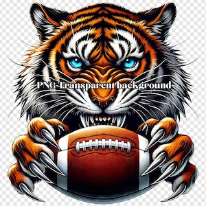 Fútbol de tigres png, diseño de sublimación de fútbol de tigre feroz - Archivo PNG de mascota deportiva para camisetas, sudaderas, mercadería, logotipo de tigre digital