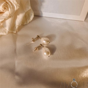 PERL DROP EARING • Barock Perlenohrring • Vintage Style Ohrringe • Brautjungfer Geschenk • Für Sie • Perlenschmuck • Geschenk zum Jahrestag
