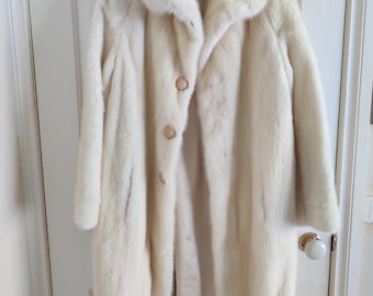 Vintage Cream White Mink Fur Coat, Special Occasion Luxury