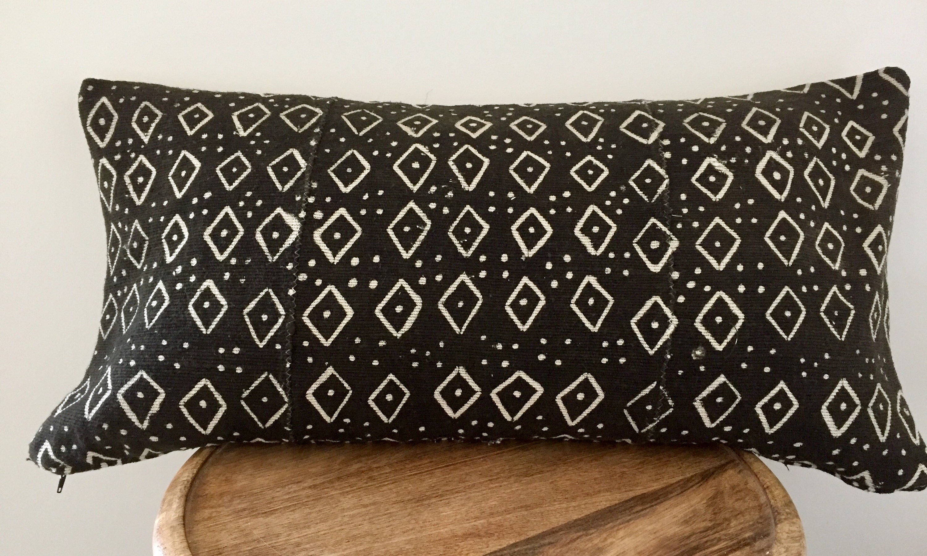 Large Authentic Vintage African Mud Cloth Lumbar Pillow black Mud Cloth Cushion Cover 70cmx35cm 28x14 Black With White Tribal Pattern Etsy