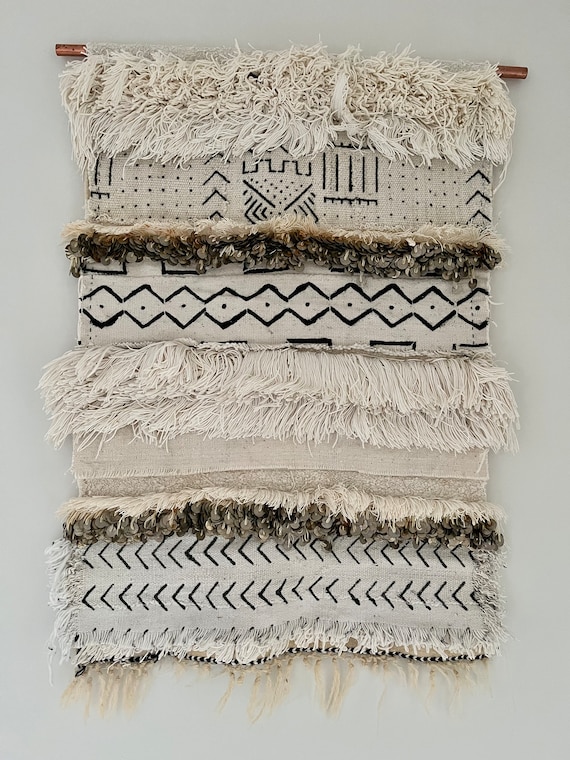 Handira Vintage Moroccan Wedding Blanket Wall Hanging With Mud