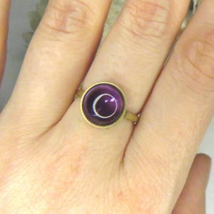Handmade Minimalist Amethyst Ring: Brass Stacking Band