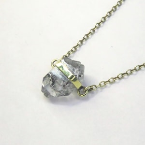 Herkimer Diamond Quartz Necklace: Raw Crystal Pendant