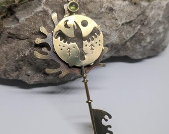 Shamanic Anhänger: Rabe, Sonne & Mond, Peridot spirituelles Werkzeug