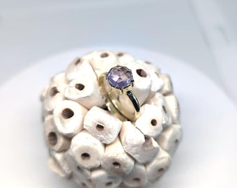 Verstellbarer facettierter Amethyst-Ring
