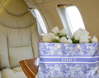 Custom Toile de Jouy Weekender Bag: Personalized Bride Gift