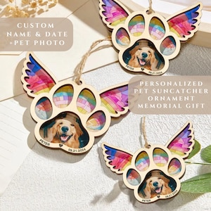 Rainbow Bridge Pet Paw Suncatcher Dog Loss Died Sympathy Gift  Dog Memorial Ornament Cat Pet Dog Remembrance Window Hanging Car Suncatcher