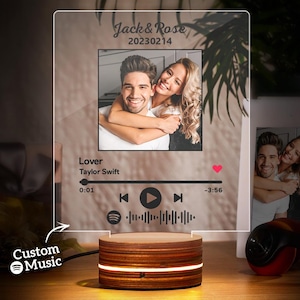 Custom Photo Music Plaque Night Light: Personalized Song Code LED Lamp
