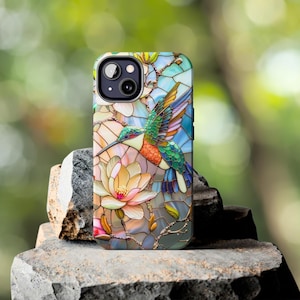 Humming Bird Phone Case, 3D Stained Glass Phone Case, Hummingbird Design Durable Phone Case for iPhone,Samsung,Perfect Gift For Bird Lovers