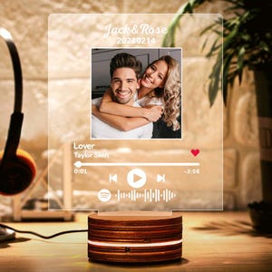 Custom Photo Music Plaque Night Light: Personalized Song Code LED Lamp