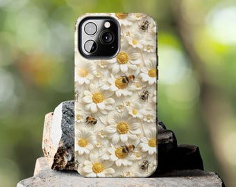 Custodia per telefono con ape floreale: stampa ricamo margherita 3D