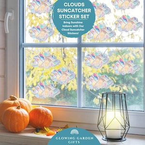 Set of 8 Suncatcher Clouds Sticker,Rainbow Maker Stickers,Self Adhesive Window Cling Art,Housewarming Gift,Christmas & Birthday Gift for Her