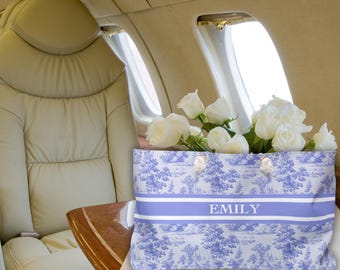 Custom Toile de Jouy Weekend Bag: Personalized Bachelorette Gift