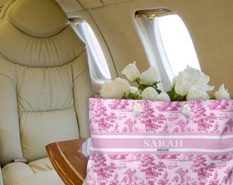 Custom Toile de Jouy Weekend Bag: Personalized Bachelorette Gift