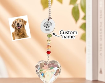 Atrapasol conmemorativo personalizado, atrapasol arcoíris, recuerdo para mascotas, puente arcoíris de cristal, regalo para amantes de las mascotas, recuerdo de perro