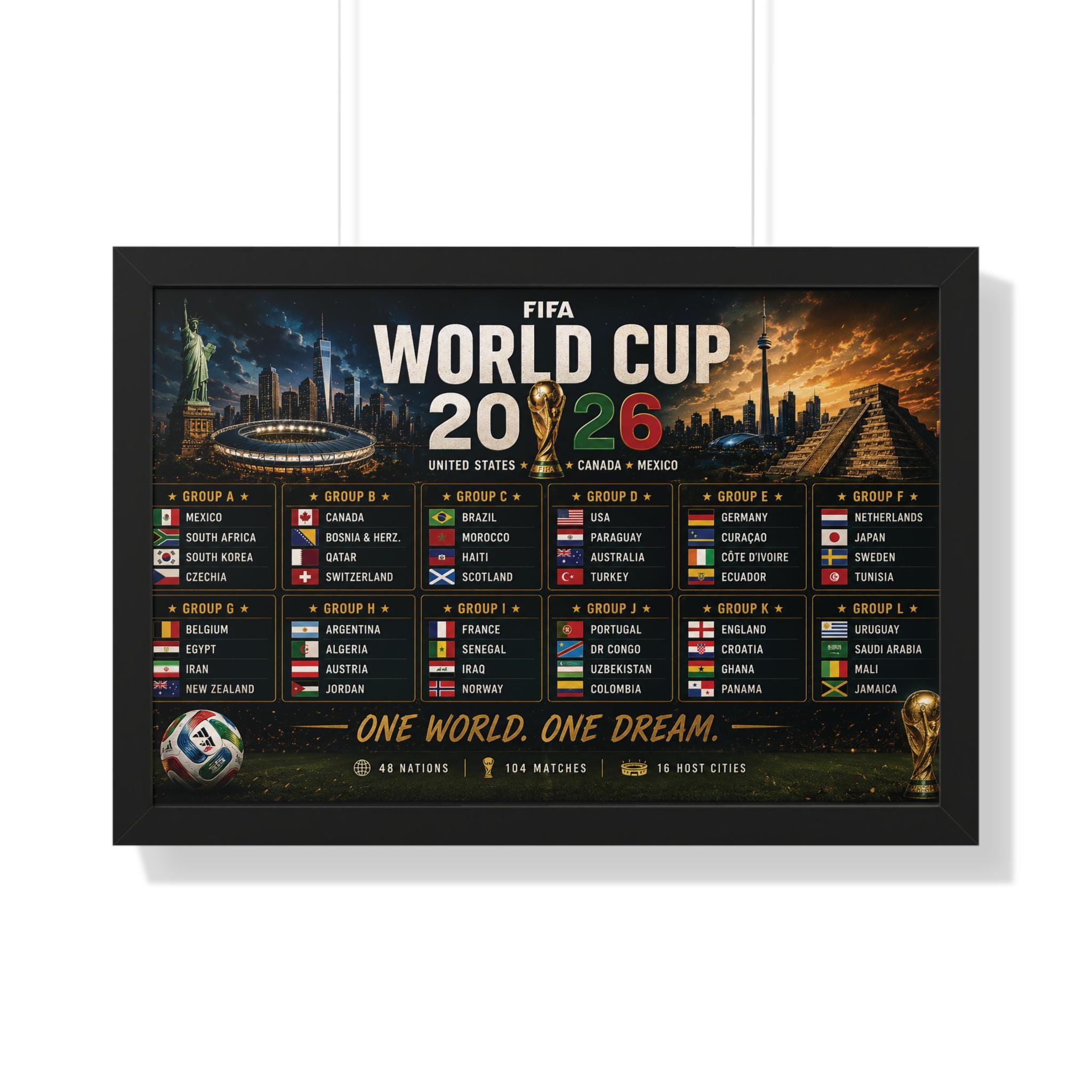 FIFA World Cup 2026 Group Schedule Poster Framed Horizontal Poster ...