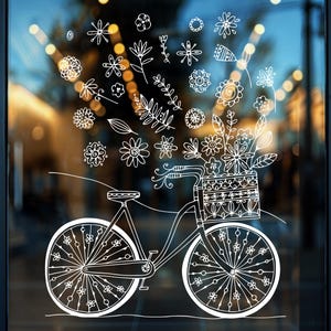 Flower Bicycle Kreidemarker Vorlage | Png Pdf Template for Creative Projects & DIY Crafts