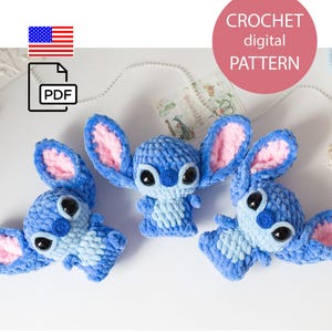 Crochet pattern amigurumi Cute Blue alien plush Monster for beginners in ENG