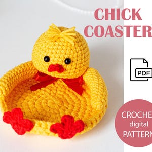 Crochet pattern amigurumi CHICK coaster toy pattern PDF file in ENG for beginners