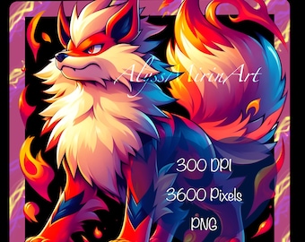 Arcanine Stilisiertes Feuer Clipart PNG
